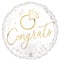 17&#x22; White &#x26; Gold Wedding Congrats Mylar Balloon